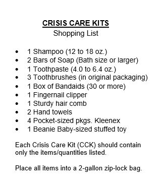 Crisis Care Kit List